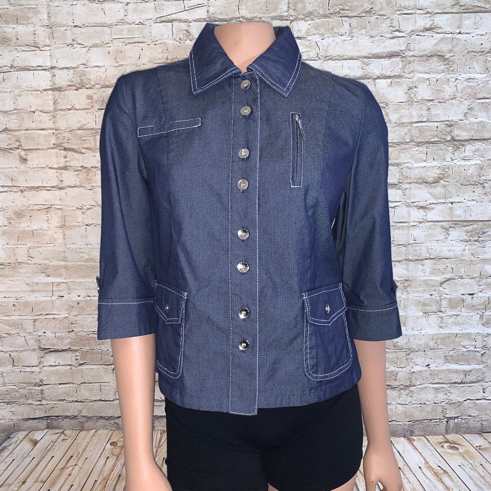 VGC TanJay 3/4 Sleeve Shimmery Denim Jacket SZ 4P